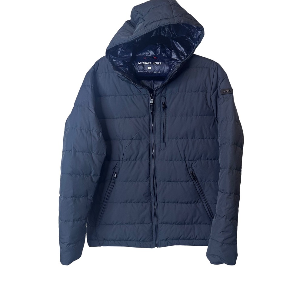NEW Michael Kors Mens Small Premium Down Blend Puffer Jacket Gun Metal Navy
